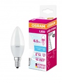 Лампа светодиодная LED STAR CLASSIC B 60 6.5W/840 6.5Вт свеча 4000К нейтр. бел. E14 550лм 220-240В матов. пласт. OSRAM 4058075134140