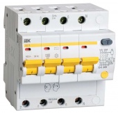 Выключатель автоматический дифференциального тока 4п C 63А 30мА тип AC 4.5кА АД-14 ИЭК MAD10-4-063-C-030