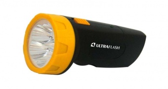 Фонарь LED 3827 (аккум. 220В черн./жел. 5 LED SLA пласт. коробка) Ultraflash 11241