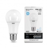 Лампа светодиодная LED Elementary A60 10Вт E27 6500К Gauss 23230