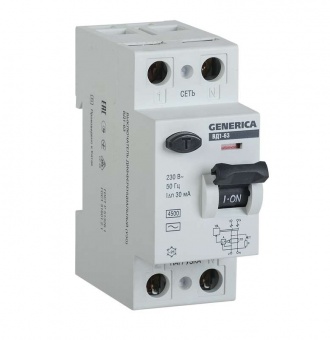 Выключатель дифференциального тока (УЗО) 2п 50А 30мА тип AC ВД1-63 GENERICA ИЭК MDV15-2-050-030