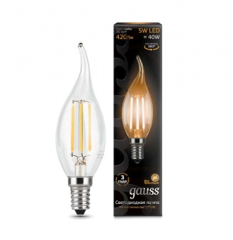 Лампа светодиодная Filament Свеча на ветру E14 5Вт 2700К GAUSS 104801105
