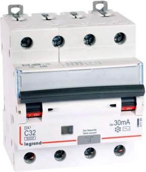 Выключатель автоматический дифференциального тока 4п C 32А 30мА тип AC 6кА DX3 4мод. Leg 411189