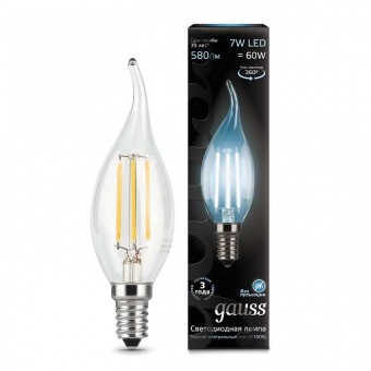 Лампа светодиодная Filament Свеча на ветру E14 7Вт 4100К GAUSS 104801207