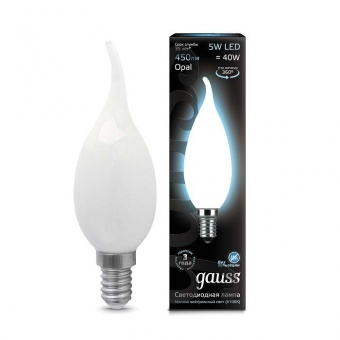 Лампа светодиодная Filament Свеча на ветру E14 5Вт 4100К OPAL GAUSS 104201205